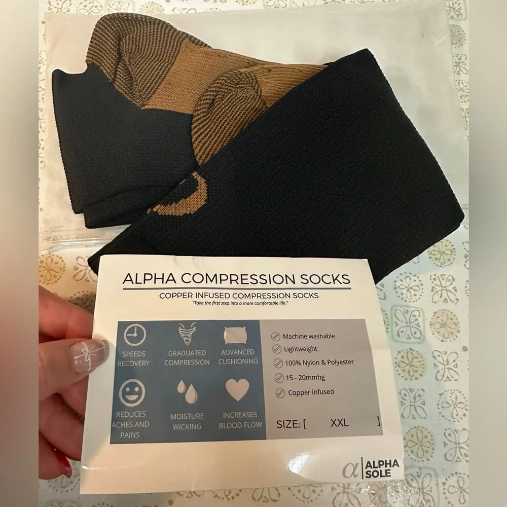 Black and Tan Compression Socks - Picture 1 of 2